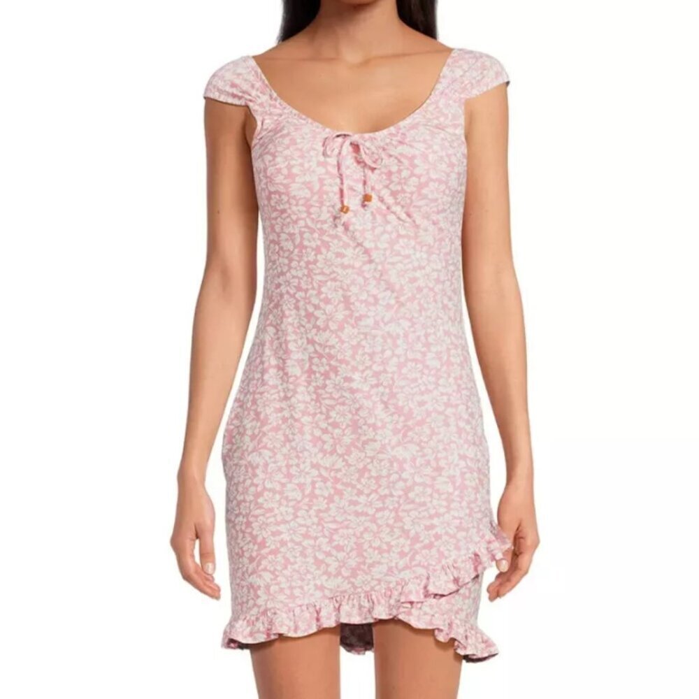 No Boundaries Juniors Bodycon Ruffle Hem Dress, Dusty Rose, size XL (15-17) NWT